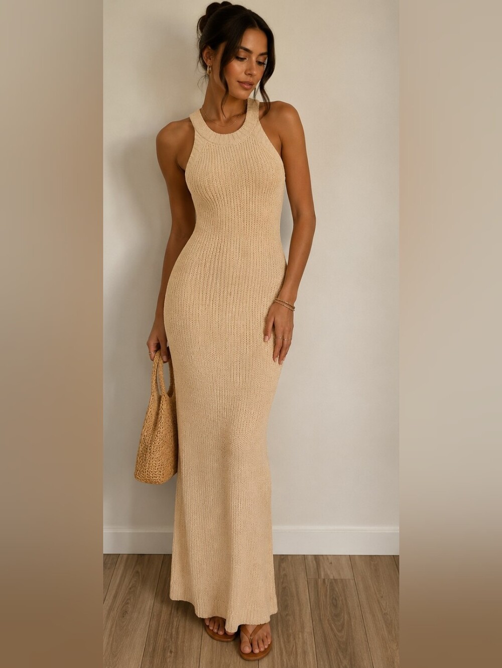 NWT Hunter & Brown Oatmeal Knit Maxi Dress | XS
